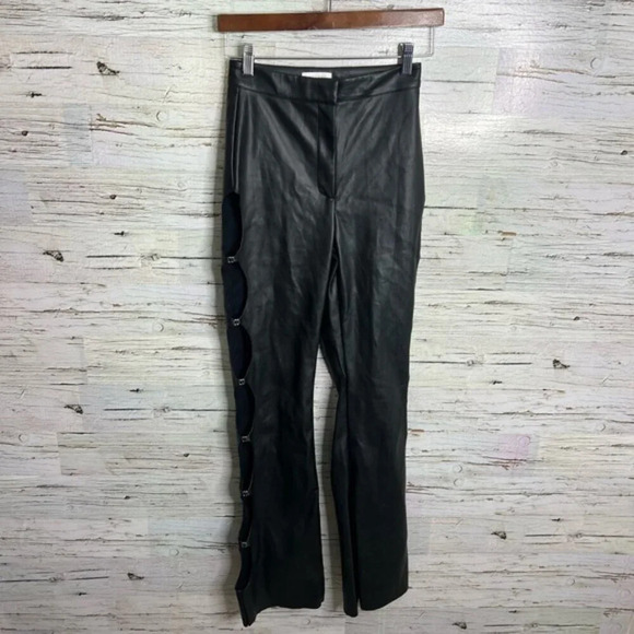 Meshki black side cut out faux leather pants size xs - Picture 1 of 9